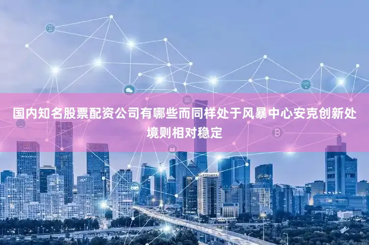 国内知名股票配资公司有哪些而同样处于风暴中心安克创新处境则相对稳定